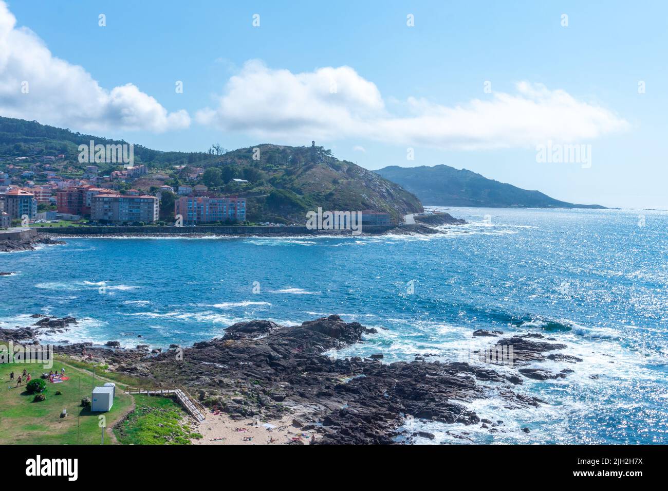 Stagcapes la spiaggia, a Baiona, Galizia, Spagna Foto Stock