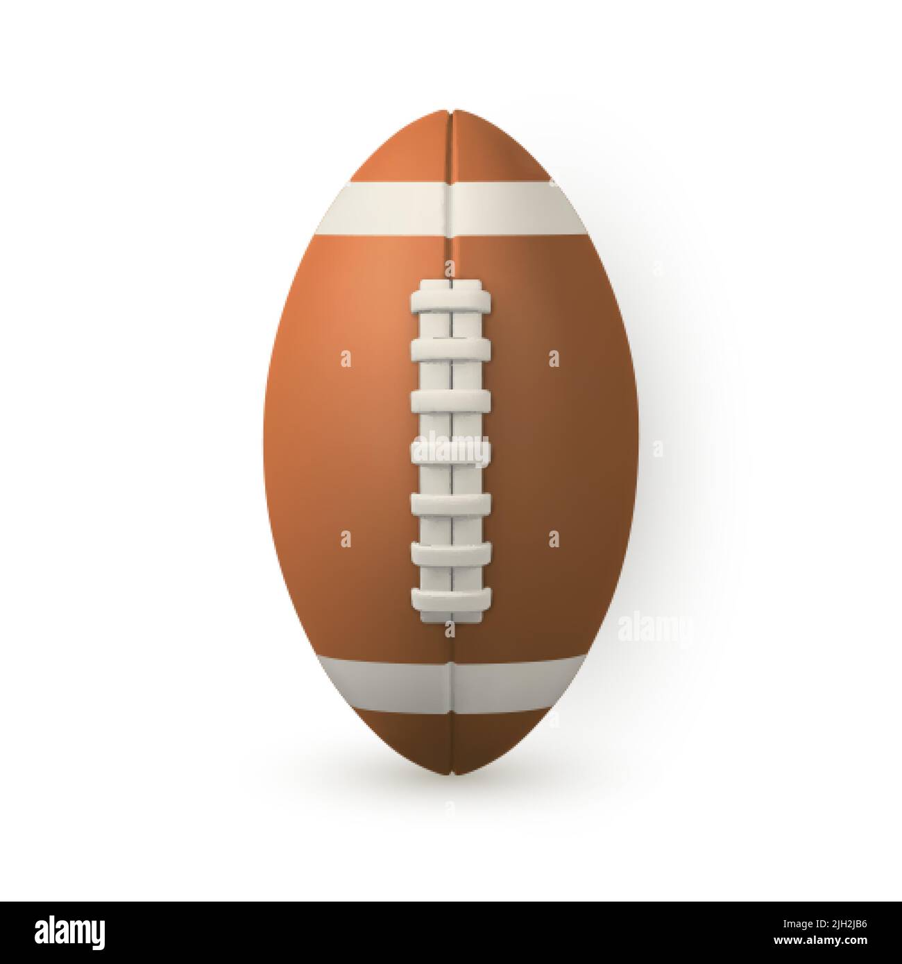 Pallone da calcio americano su sfondo bianco. 3d pallone da rugby realistico. Illustrazione vettoriale. Illustrazione Vettoriale