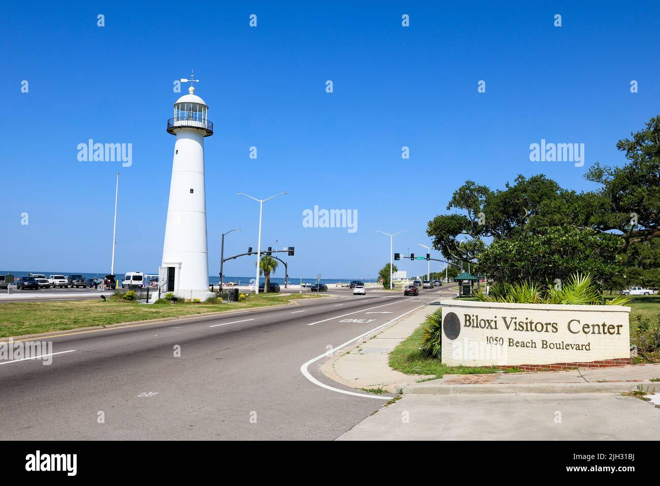 Biloxi, MS - 18 giugno 2022: Faro di Biloxi, costruito nel 1848. Foto Stock