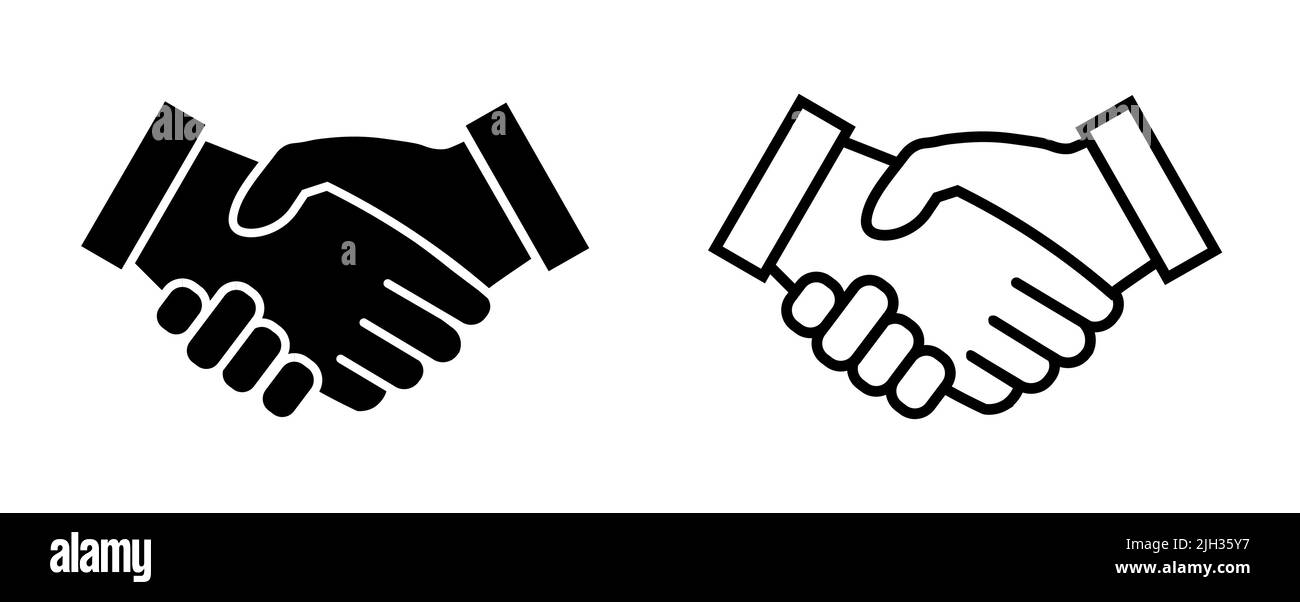 Set di icone di handshake aziendale. Contratto di contratto Illustrazione Vettoriale