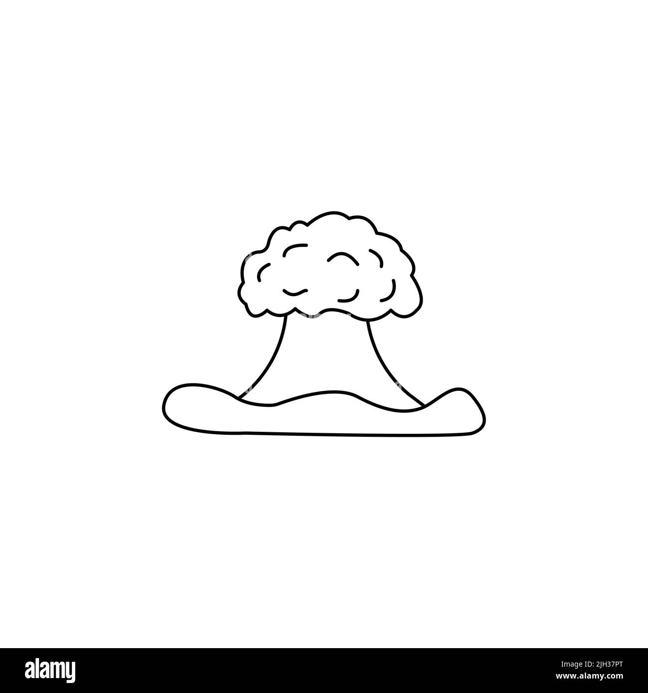 Esplosione nucleare profilo, linea. Vettore isolato icona di esplosione nucleare bomba. Esplosione con nube di fuoco icona isolata, animazione di gioco. M. Nucleare Illustrazione Vettoriale