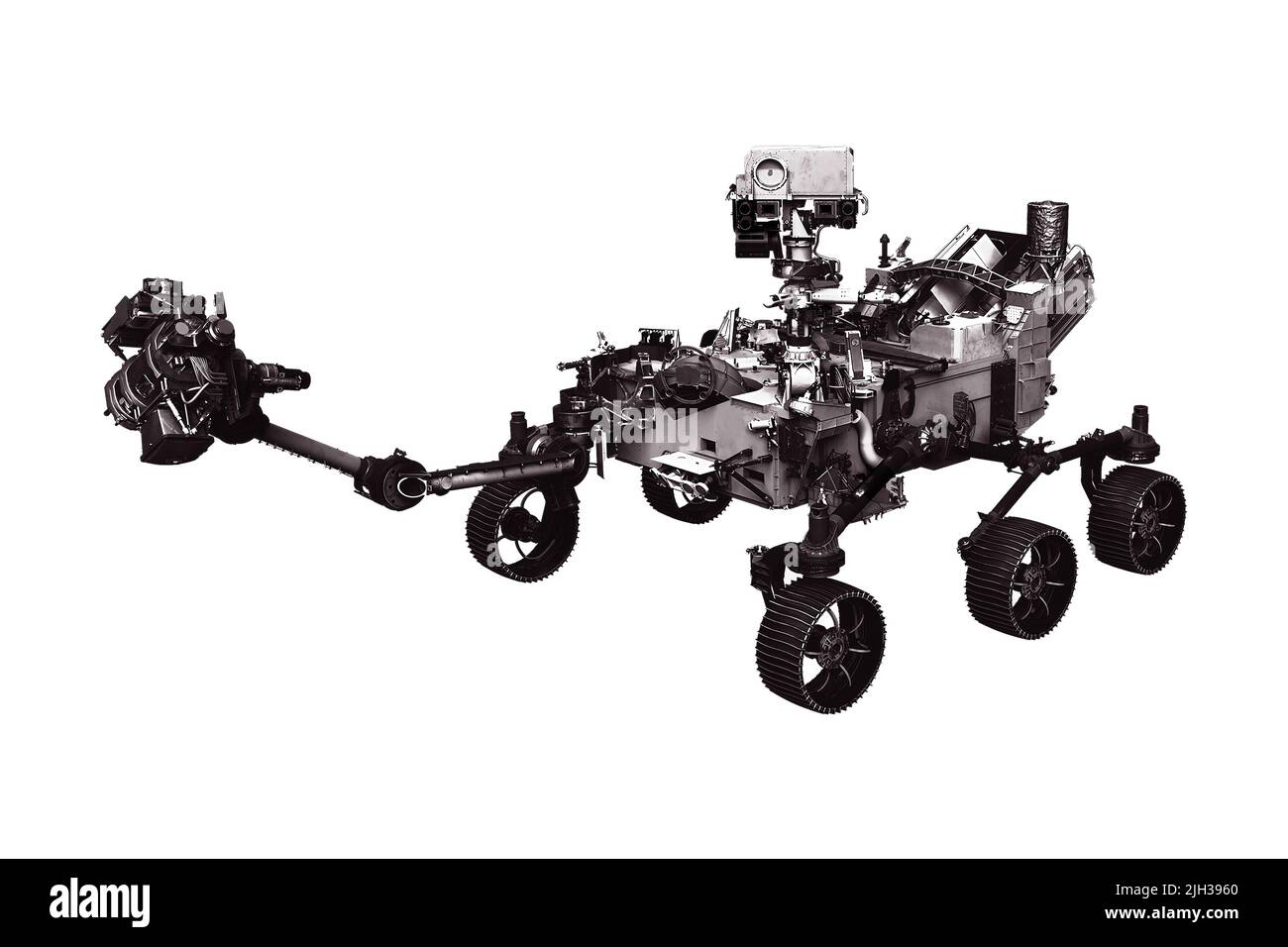Mars rover isolato su sfondo bianco. Elementi di questa immagine forniti dalla NASA. Foto di alta qualità Foto Stock