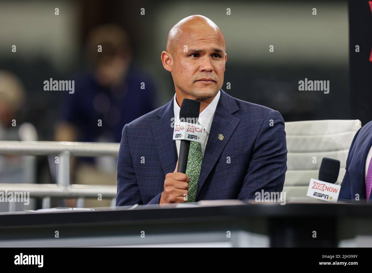 L'allenatore di Baylor Bears Dave Aranda incontra i media durante il Big 12 Football Media Day. Mercoledì 13 luglio 2022 ad Arlington, Texas. (Mario Terrell Foto Stock