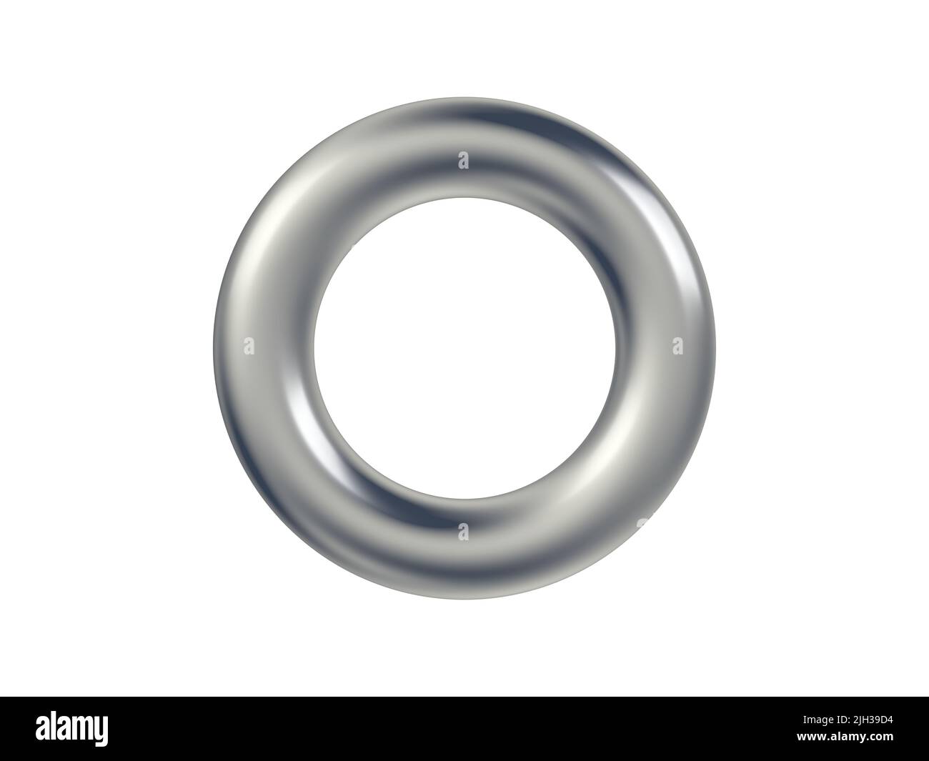 Torus metallico isolato su sfondo bianco. 3d illustrazione. Foto Stock