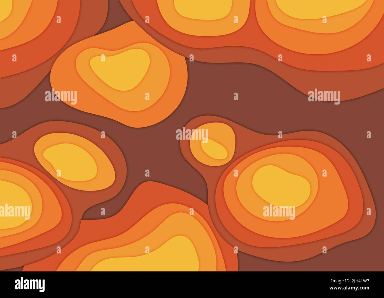 Sfondo astratto con forme rotonde organiche in uno stile Art Trend di Paper Cutout Design Foto Stock