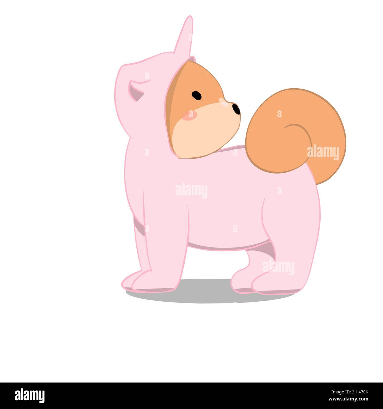 shiba inu in pigiama guardando lontano sul retro Illustrazione Vettoriale