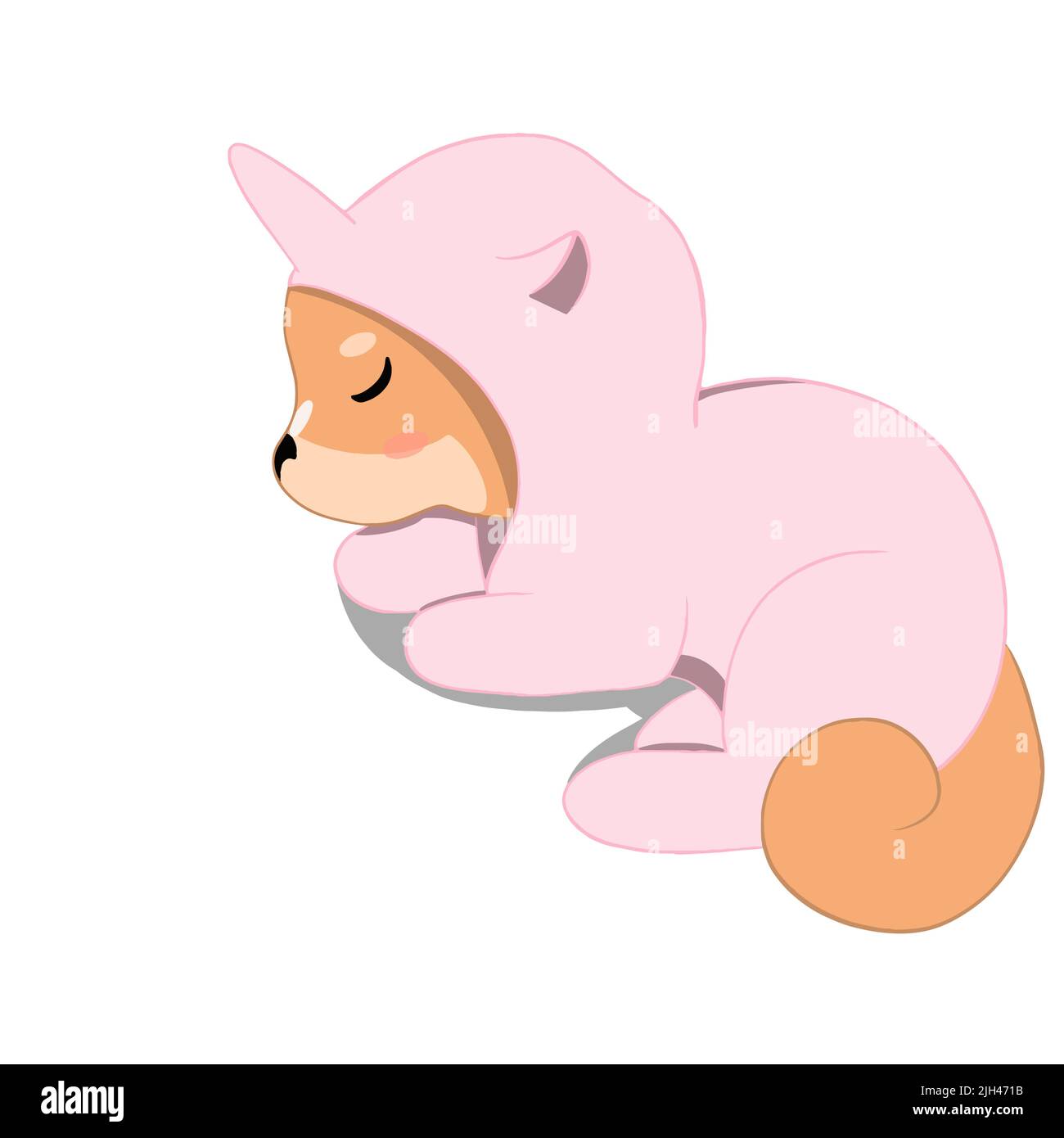 shiba inu che dorme in pigiami sta scivolando Illustrazione Vettoriale