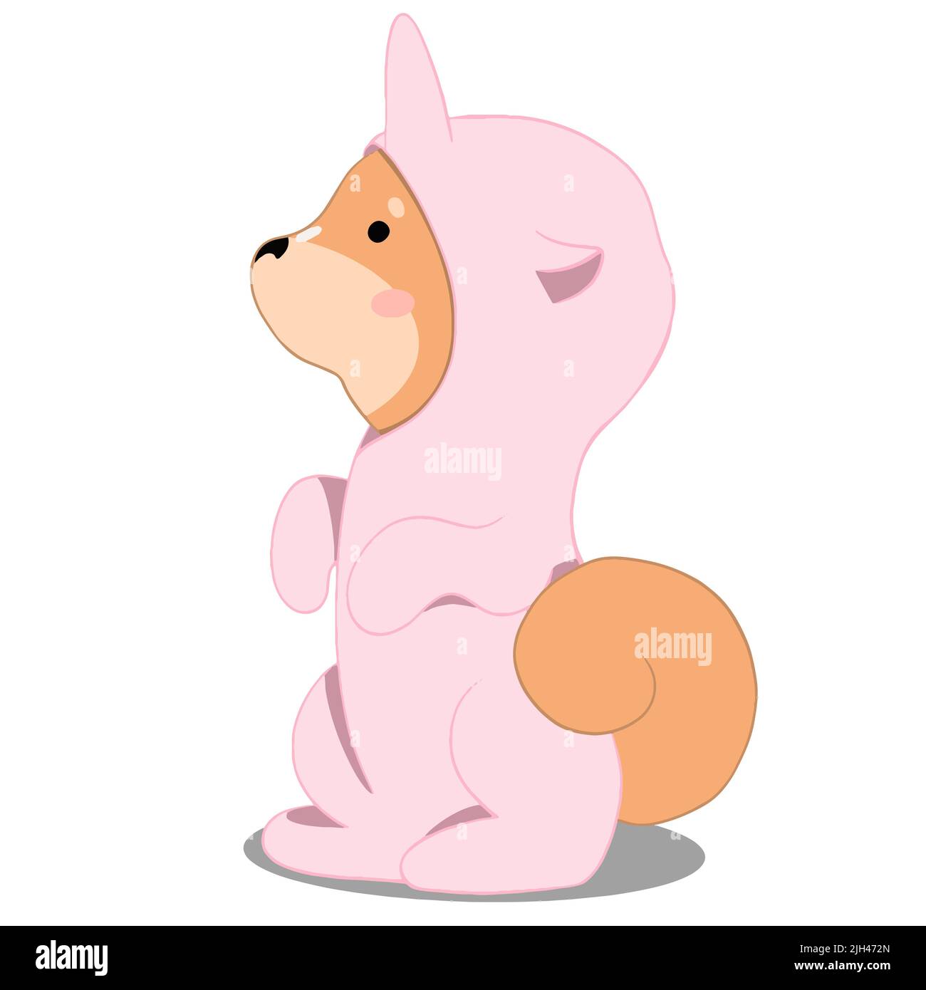 shiba inu in pigiama guardando lontano e ti ama Illustrazione Vettoriale