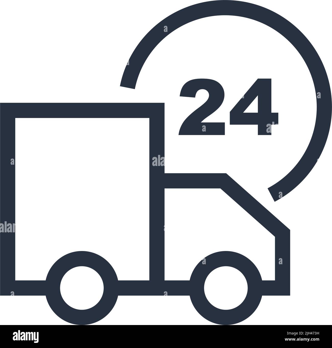 Icona del carrello per la consegna entro 24 ore. Vettore modificabile. Illustrazione Vettoriale