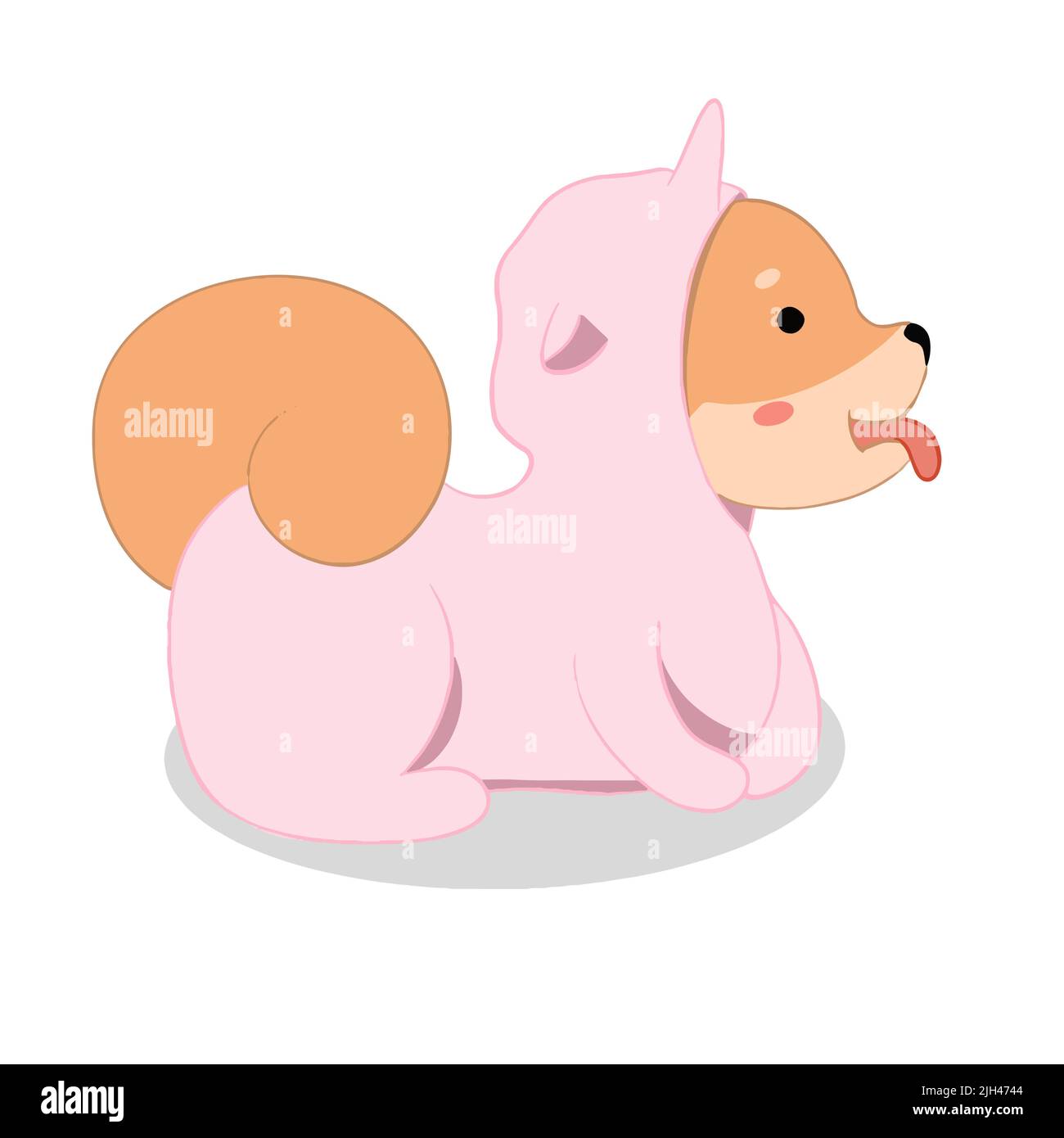 shiba inu in pigiama si trova con la lingua fuori Illustrazione Vettoriale