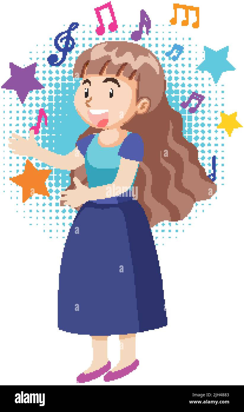 Illustrazione di un personaggio fumetto della cantante femminile Illustrazione Vettoriale