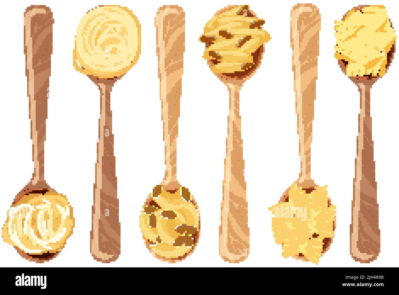 Set di paste diverse sull'illustrazione dei cucchiai Illustrazione Vettoriale