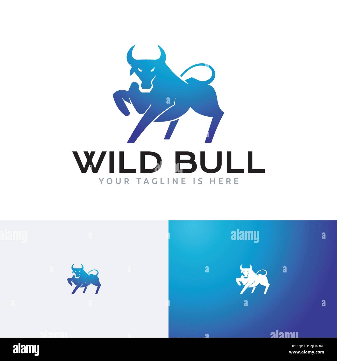 Wild Angry Bull Wildlife Power Animal Logo Illustrazione Vettoriale