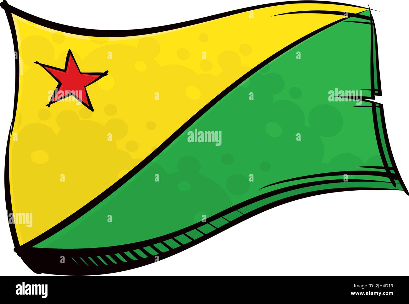 Bandiera Acre dipinta che ondeggia nel vento Illustrazione Vettoriale