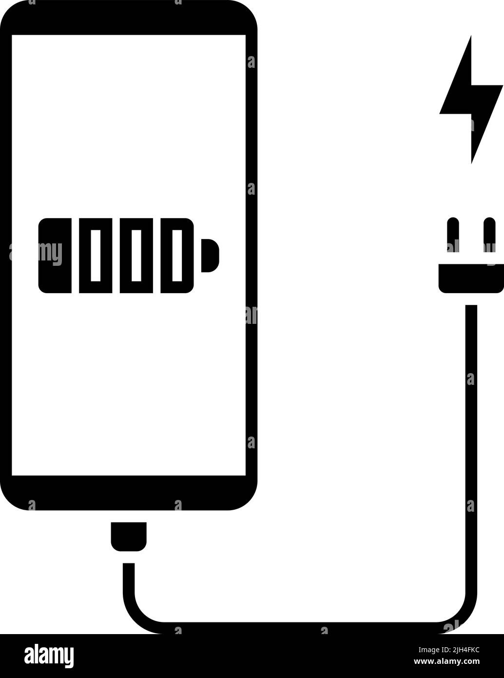 Smartphone con batteria scarica e design piatto. La batteria del telefono cellulare deve essere ricaricata, può essere utilizzata come icona, app, logo o elemento web ed infografico. VECTO Illustrazione Vettoriale