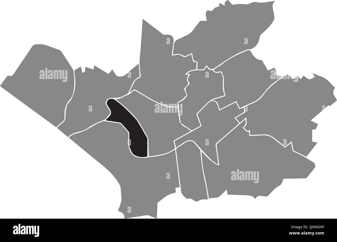 Mappa di localizzazione del DISTRETTO di BÜRRIG, LEVERKUSEN Illustrazione Vettoriale