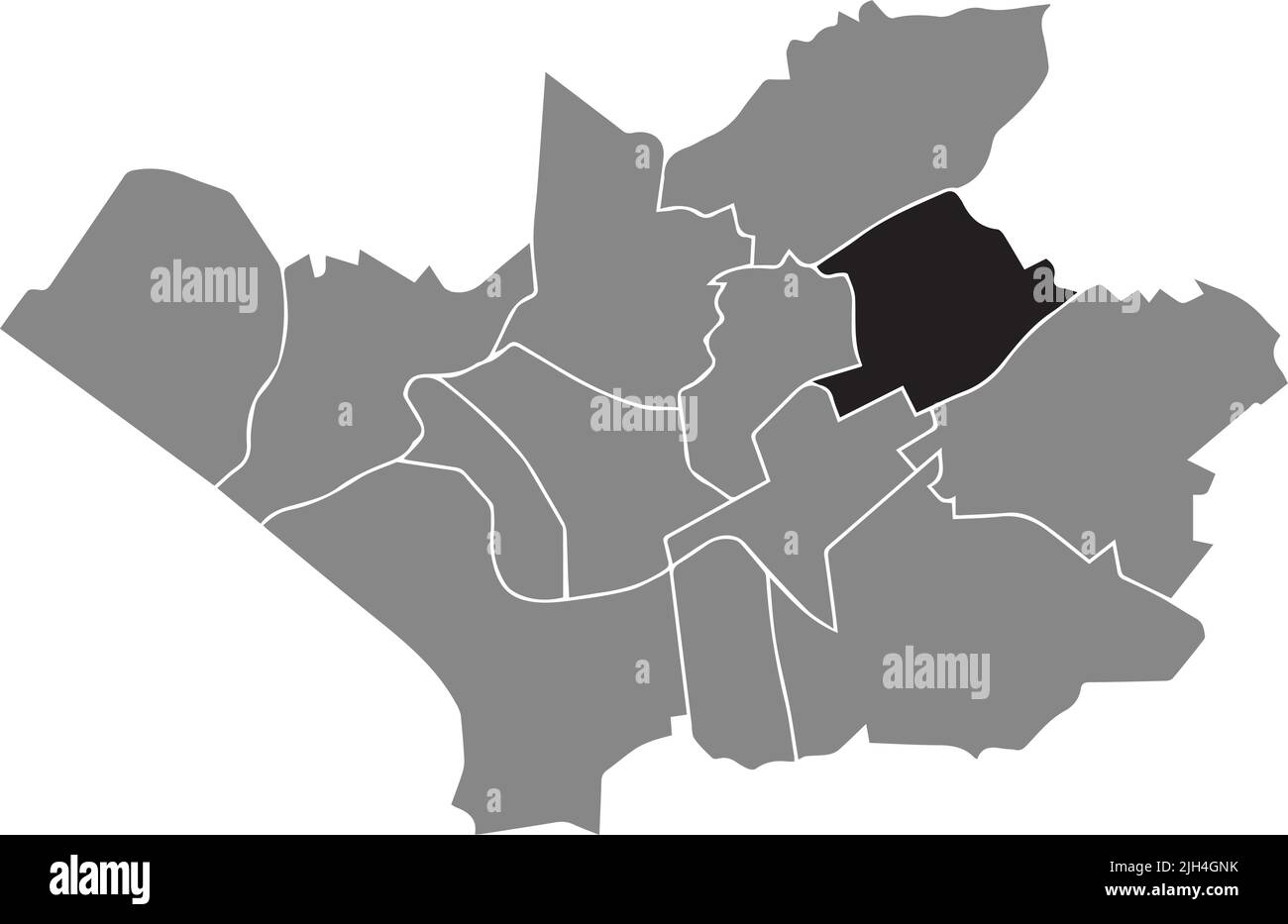 Mappa di localizzazione DEL DISTRETTO LUETZENKIRCHEN, LEVERKUSEN Illustrazione Vettoriale