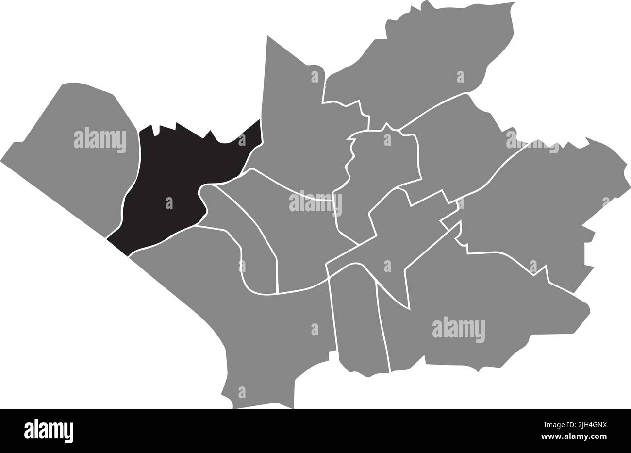 Mappa di localizzazione DEL DISTRETTO DI RHEINDORF, LEVERKUSEN Illustrazione Vettoriale