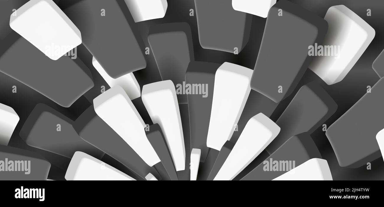 Forme in bianco e nero che creano un movimento dinamico, sfondo astratto Illustrazione Vettoriale