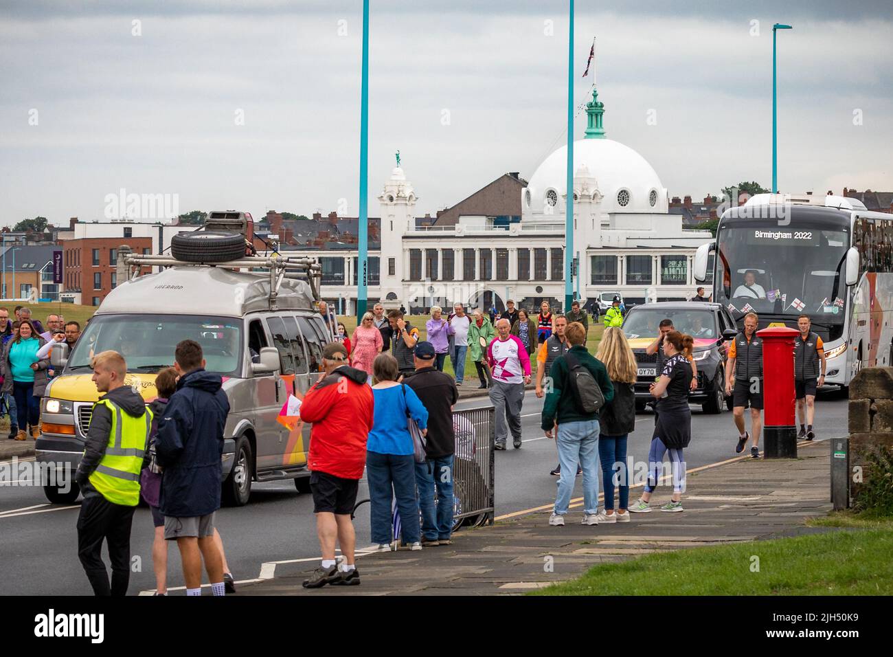 Queens Baton Relay, Birmingham 2022, Whitley Bay, North Tyneside, Inghilterra, REGNO UNITO. Foto Stock