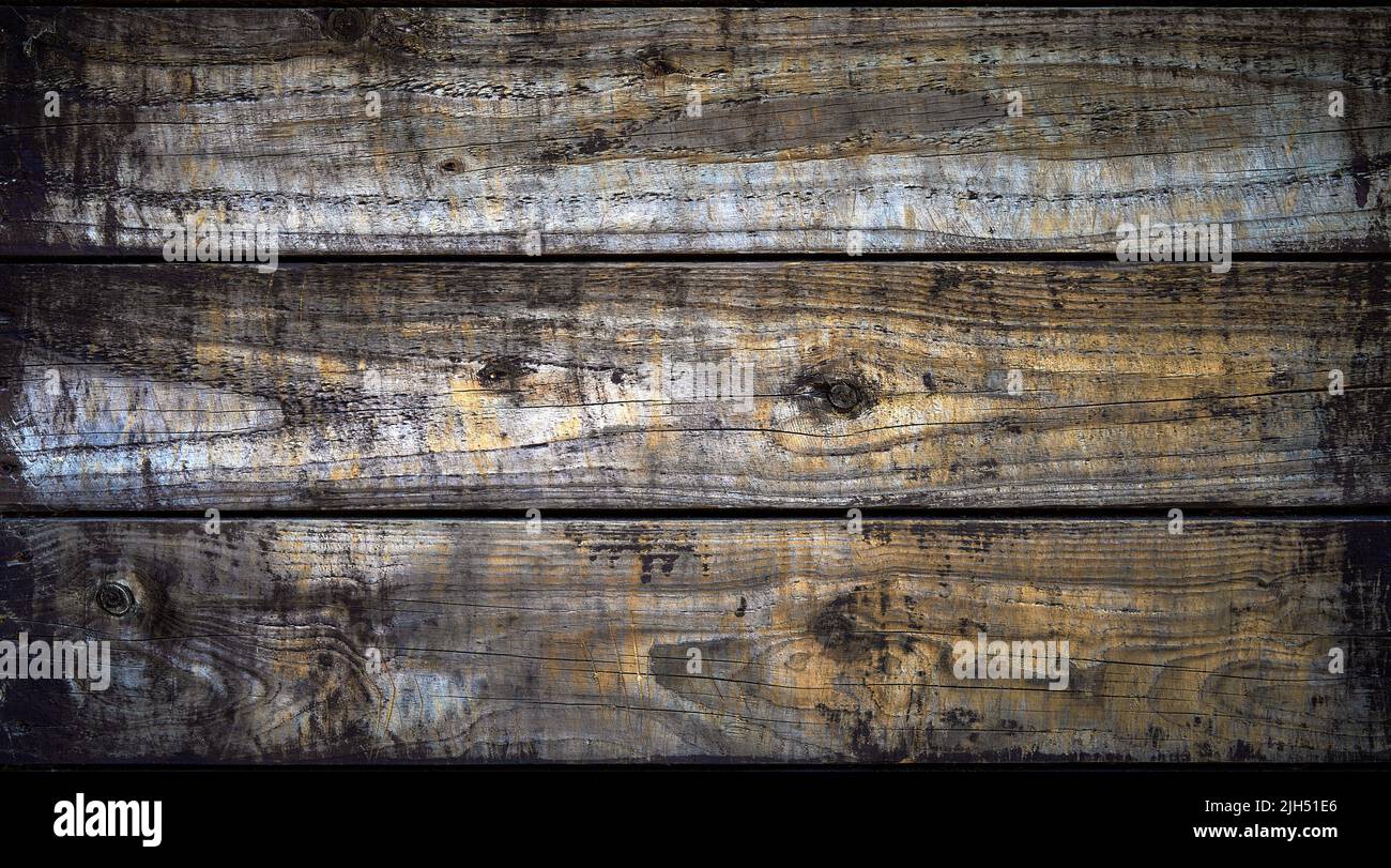 Tre strisce orizzontali di legno come sfondo naturale Foto Stock