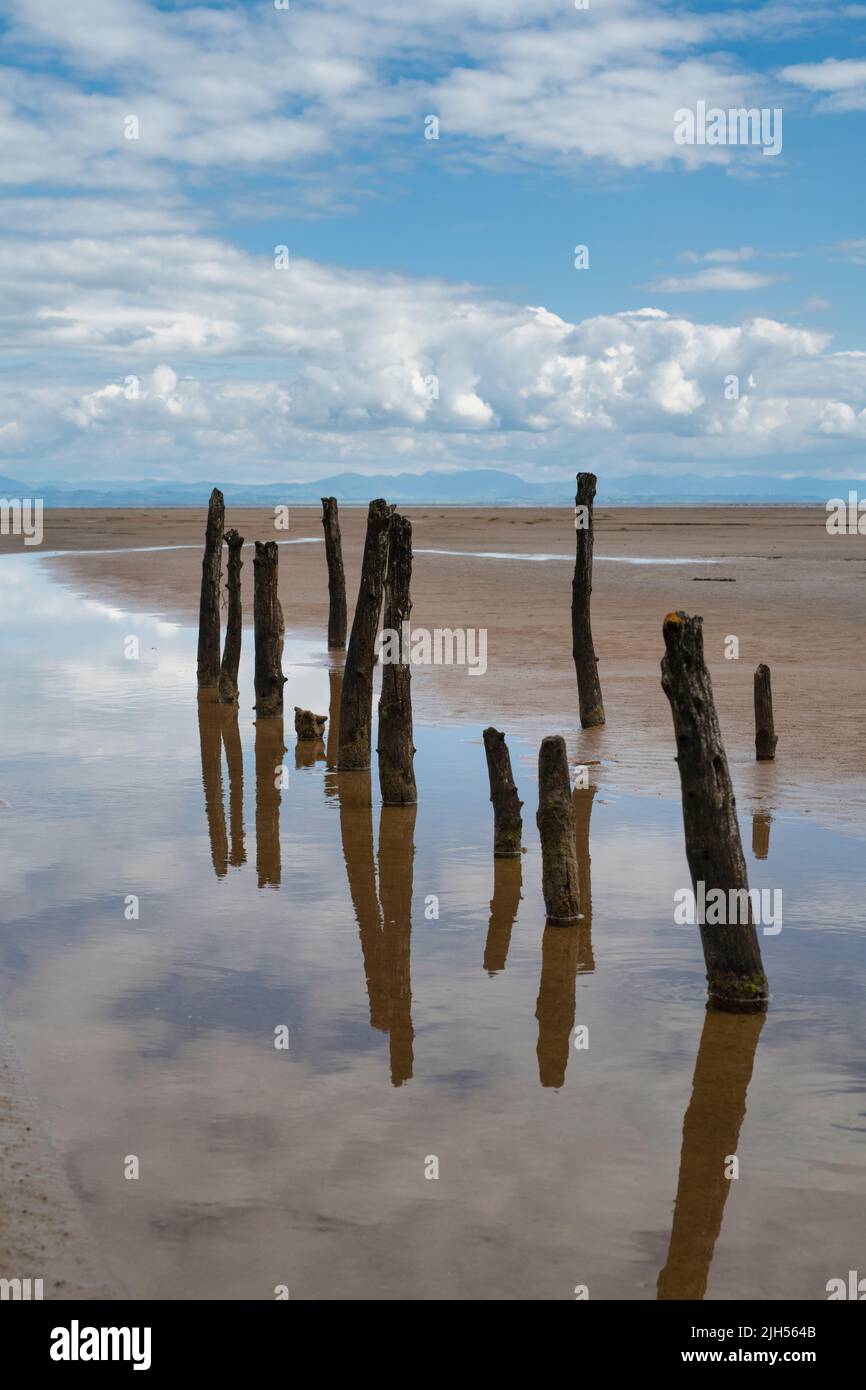 Spiaggia di Mersehead in estate con bassa marea. Mersehead, Dumfries e Galloway, Scozia Foto Stock