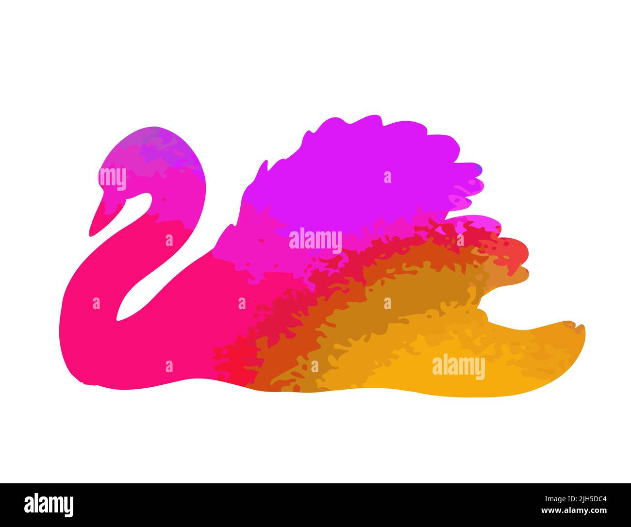 Bella silhouette astratta multicolore di un cigno. Illustrazione vettoriale Illustrazione Vettoriale