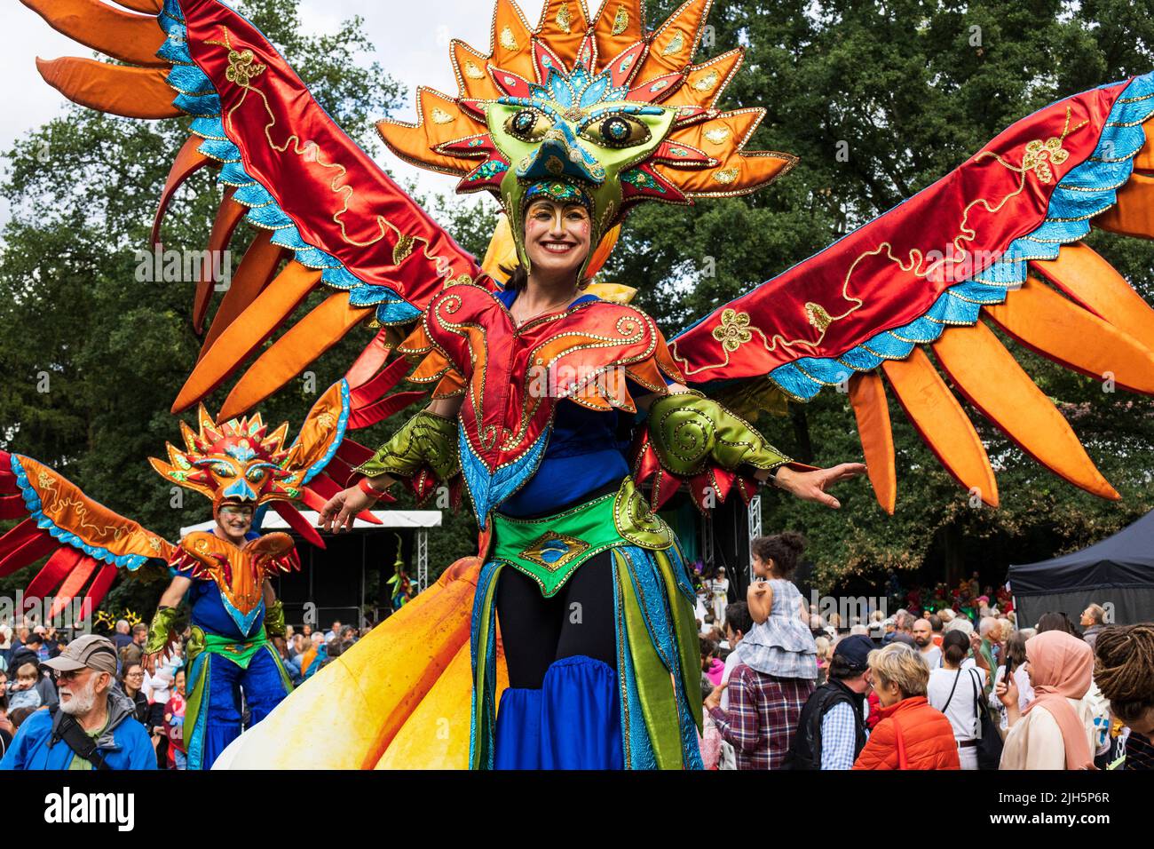 Carnevale di Brema con costumi colorati, maschere e ritmi samba, Brema, Germania, Europa Foto Stock