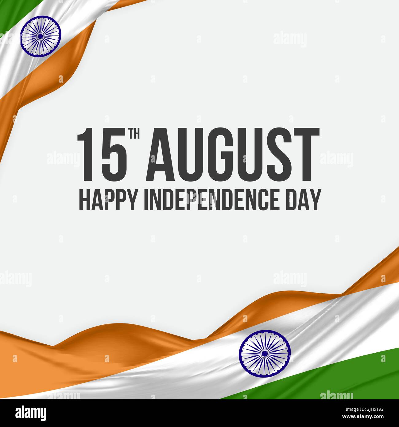 15th agosto Happy Independence Day India saluto design. Bandiera dell'India ondulata in raso o tessuto di seta. Illustrazione vettoriale. Illustrazione Vettoriale