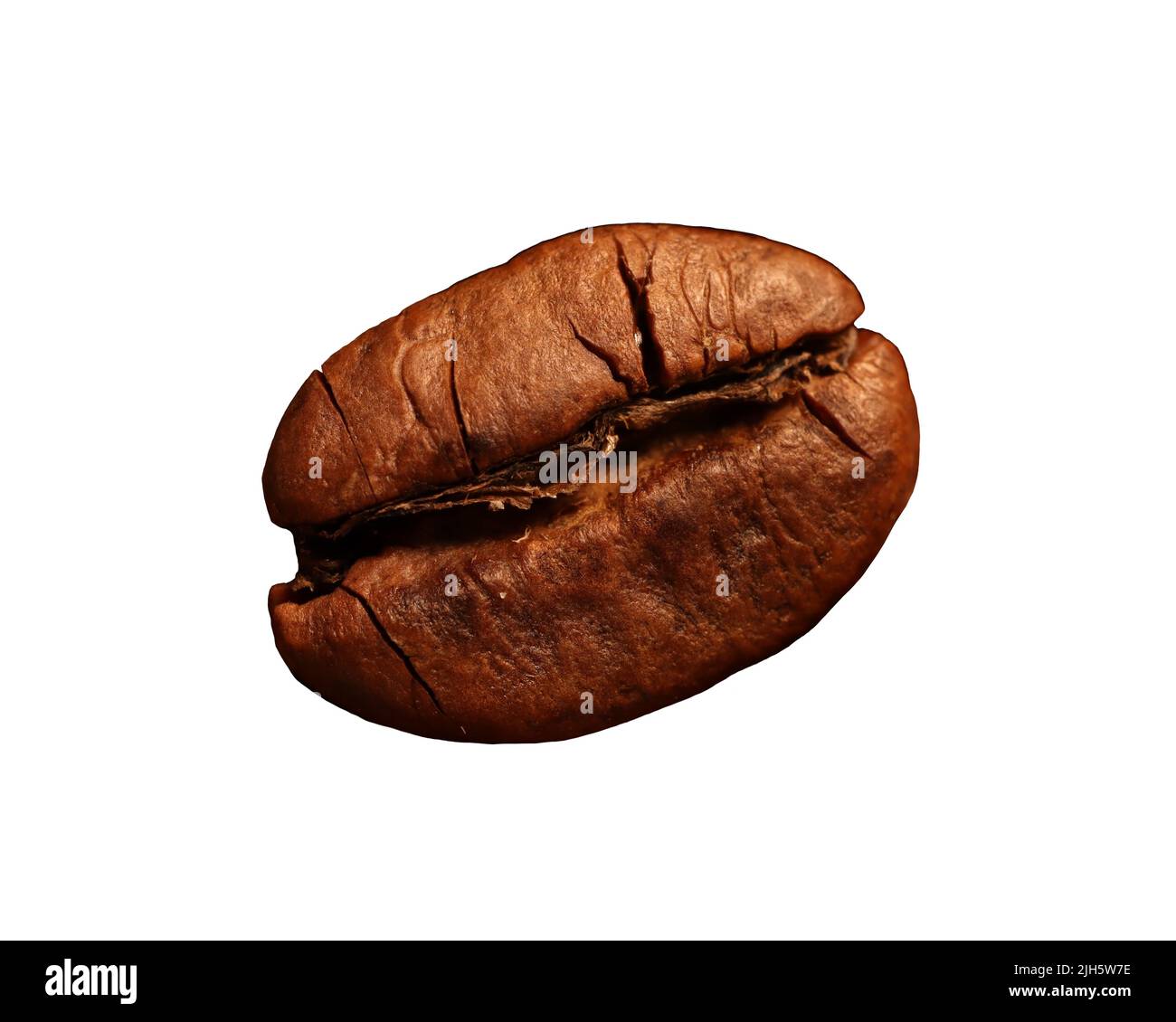 Chicchi di caffè tostati su sfondo bianco Foto Stock