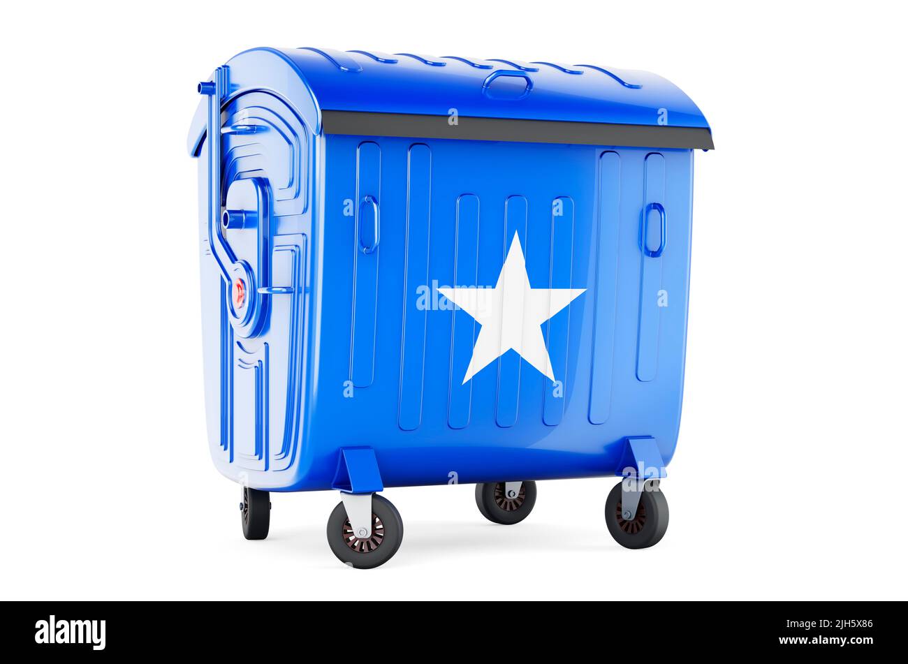 Contenitore rifiuti con flag somalo, 3D rendering isolato su sfondo bianco Foto Stock
