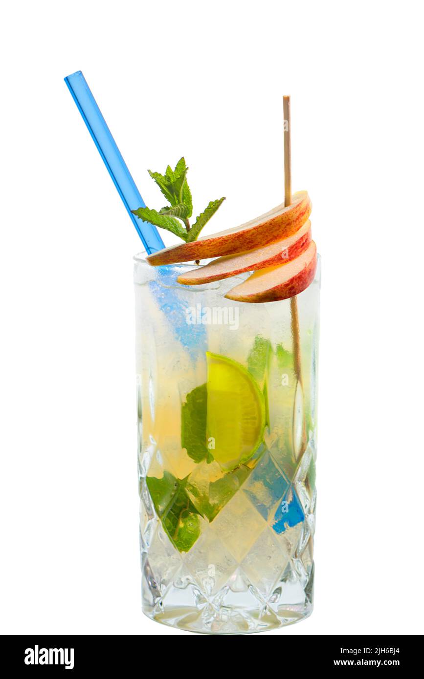 Cocktail, Mjito su sfondo bianco, Baviera, Germania Foto Stock