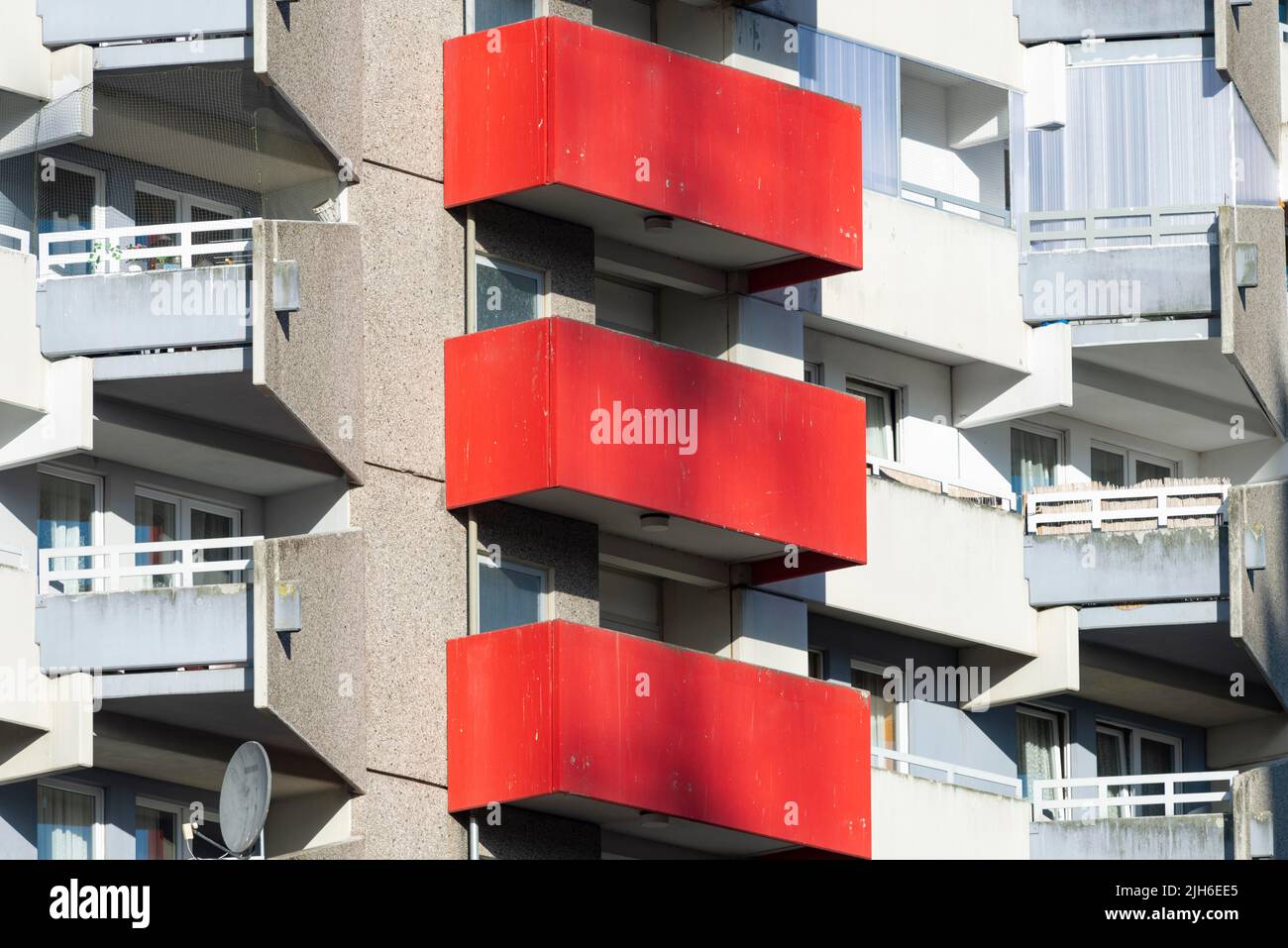 Alti edifici residenziali, città satellite di Chorweiler a Colonia, Renania settentrionale-Vestfalia, Germania Foto Stock