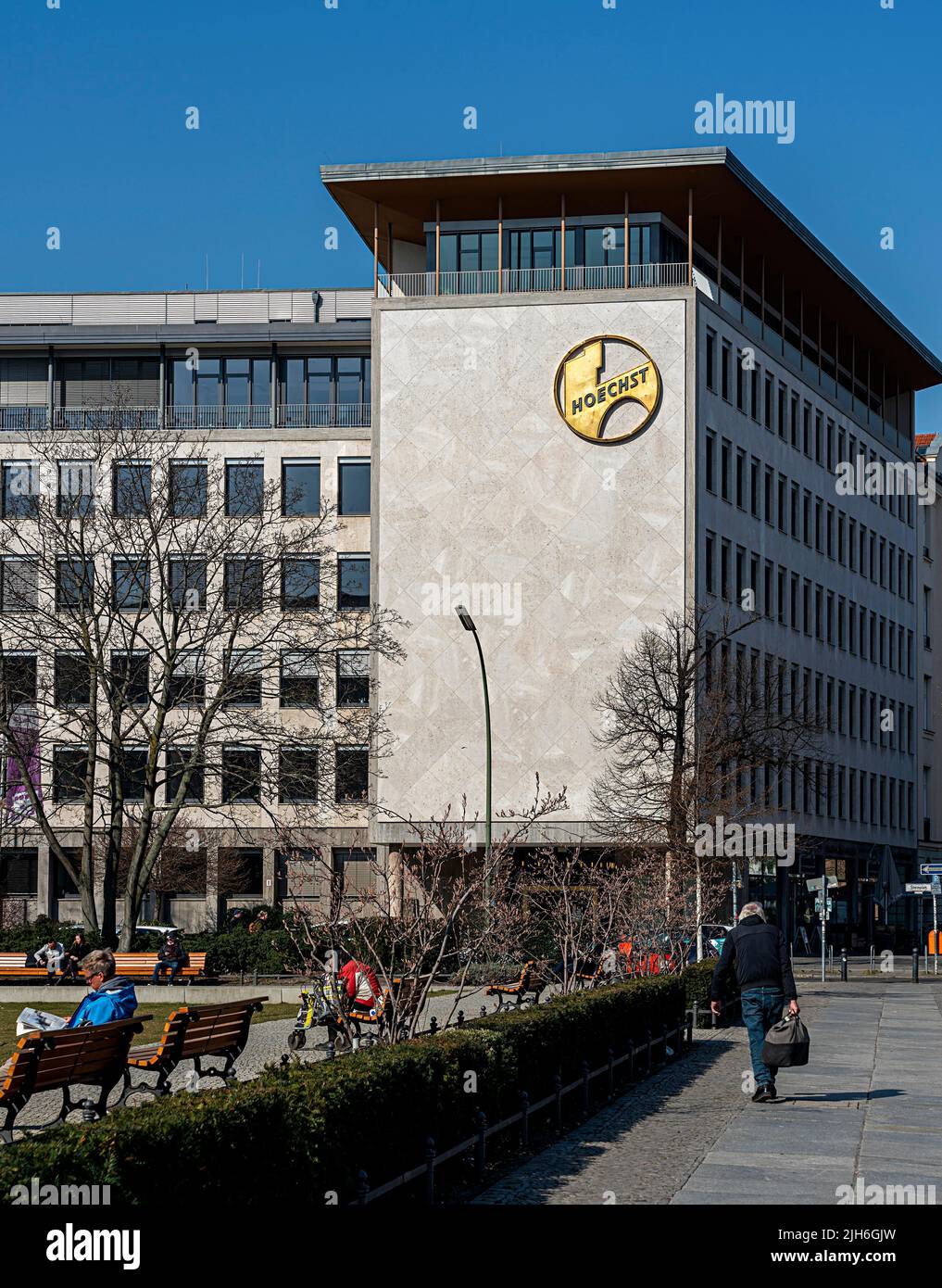 Cartello pubblicitario Hoechst, Hardenbergstrasse, Charlottenburg, Berlino, Germania Foto Stock
