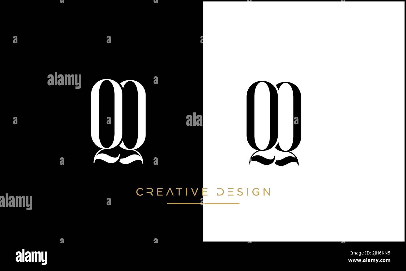 QQ o Q alfabeto lettere astratto icona Logo Illustrazione Vettoriale