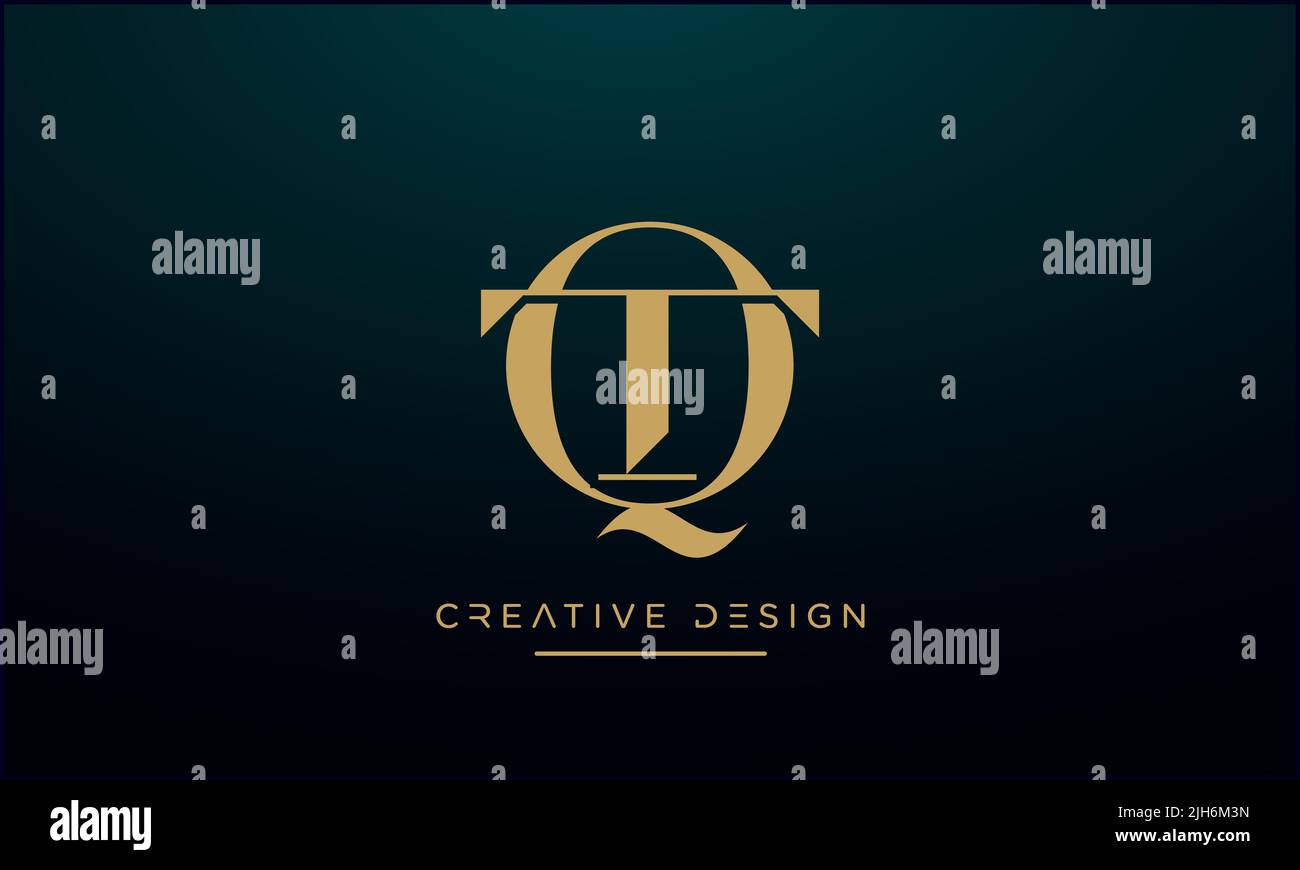 QT, TQ, T o Q Alphabet Letters astratto icona Logo Illustrazione Vettoriale