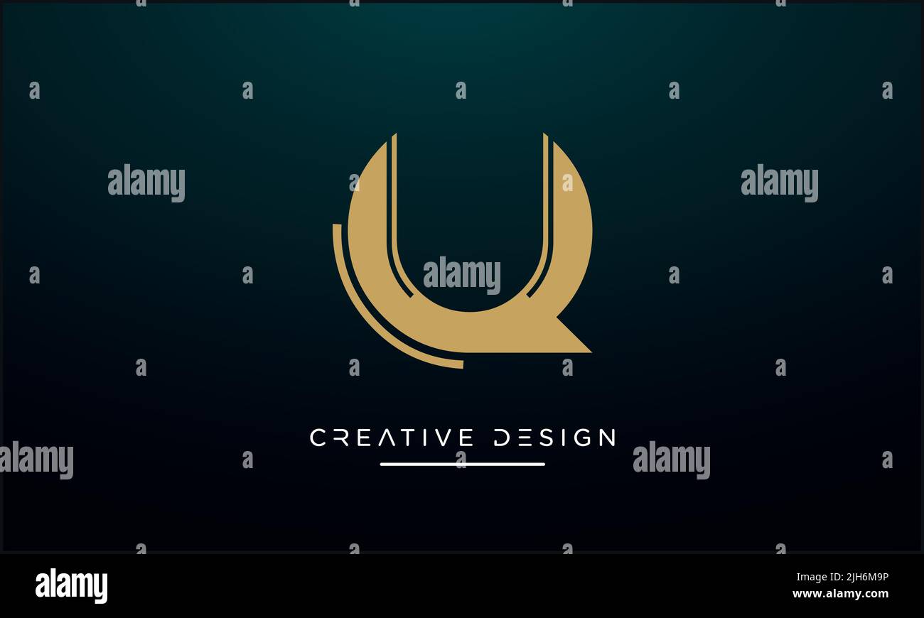 Icona lettera alfabetica logo QU o UQ Illustrazione Vettoriale