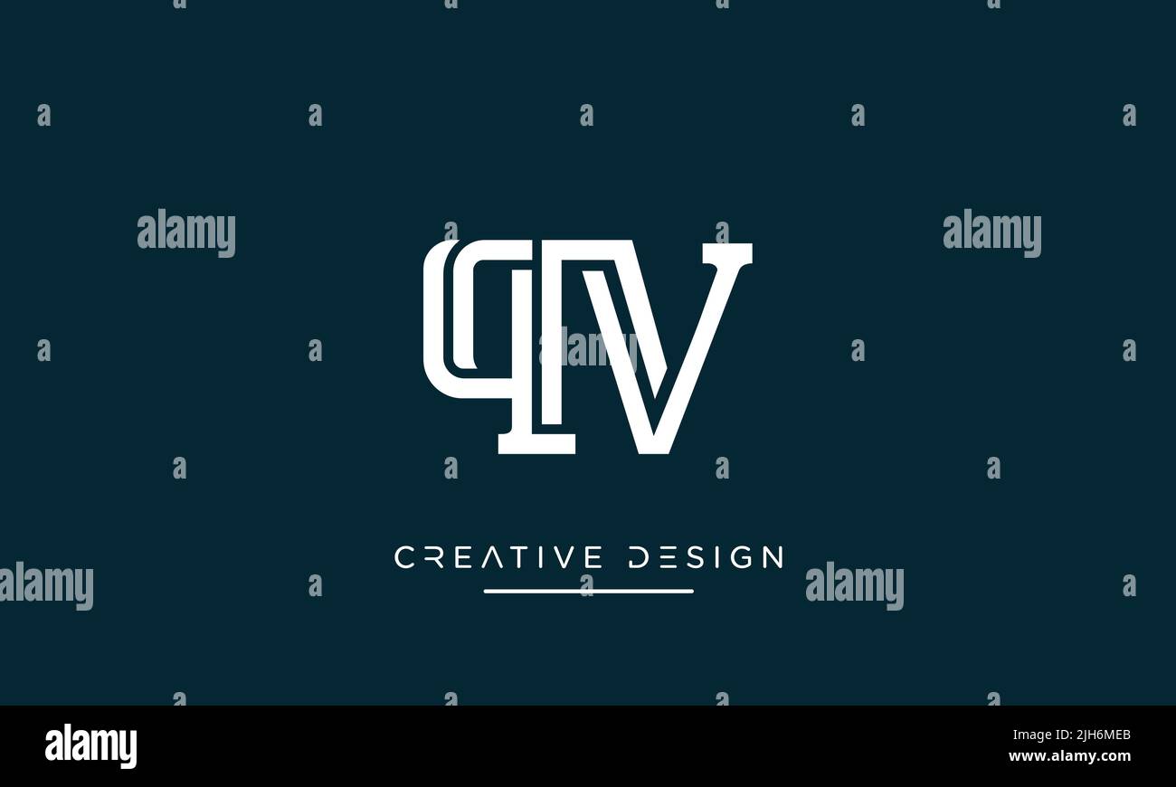 Lettere alfabetistiche QV, VQ, V o Q Logo Icon Design Illustrazione Vettoriale