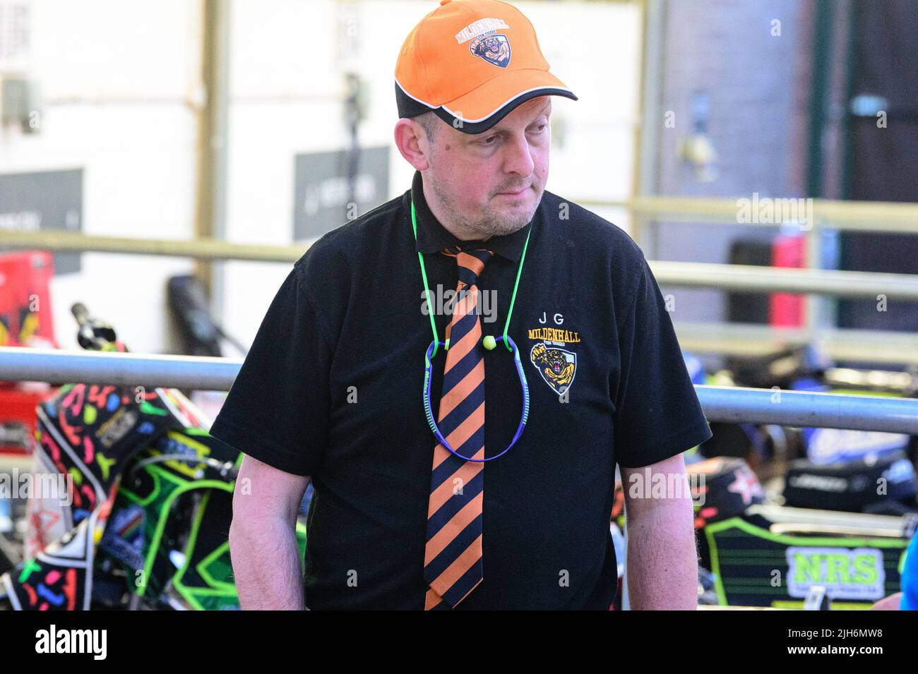 Jason Gardner, direttore del team di Mildenhall Manchettes Fen Tigers durante la partita della National Development League tra Belle Vue Colts e Mildenhall Fens Tigers al National Speedway Stadium di Manchester venerdì 15th luglio 2022. (Credit: Ian Charles | MI News) Credit: MI News & Sport /Alamy Live News Foto Stock