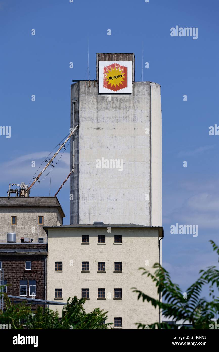 Colonia, Germania 14 luglio 2022: Edificio storico del mulino aurora, una volta uno dei più grandi mulini di farina in europa Foto Stock