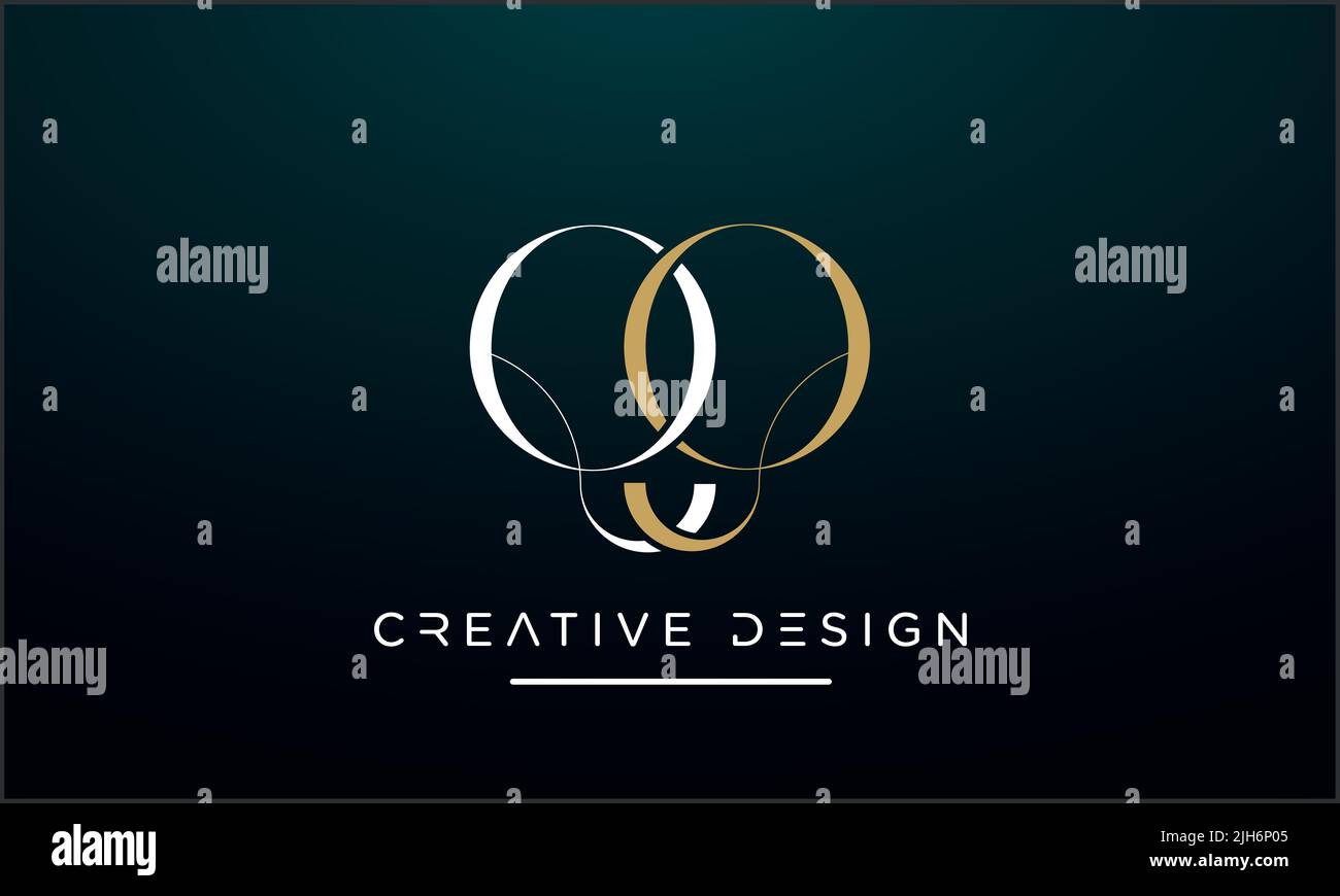 QQ o Q alfabeto lettere astratto icona Logo Illustrazione Vettoriale