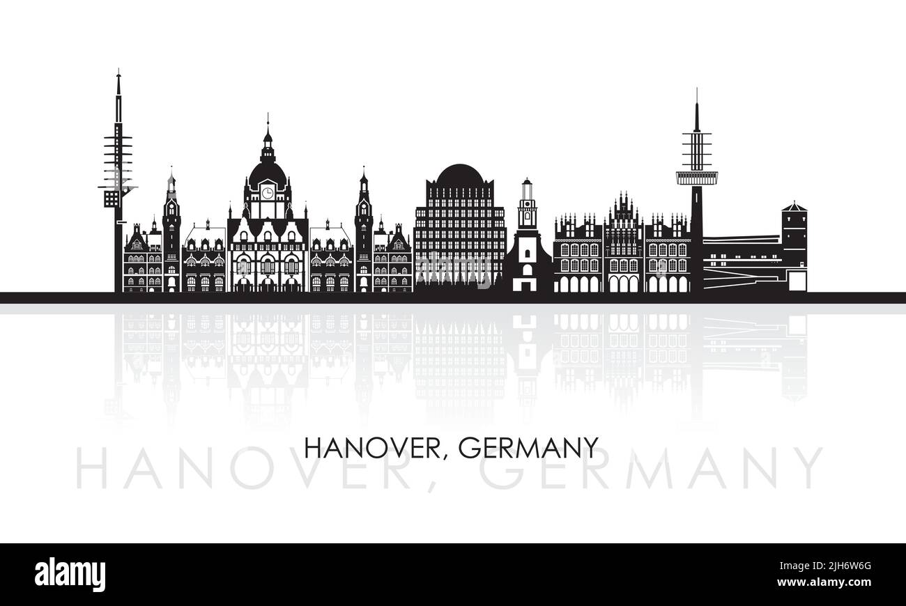 Silhouette Skyline panorama della città di Hannover, Germania - illustrazione vettoriale Illustrazione Vettoriale