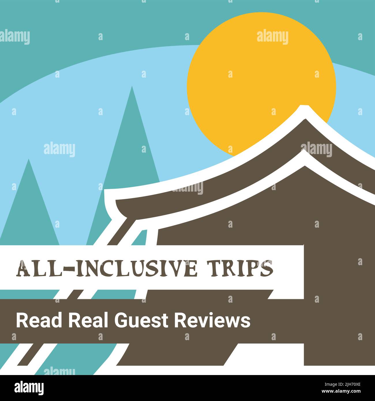 Viaggi all inclusive leggi banner recensioni dei clienti reali Illustrazione Vettoriale