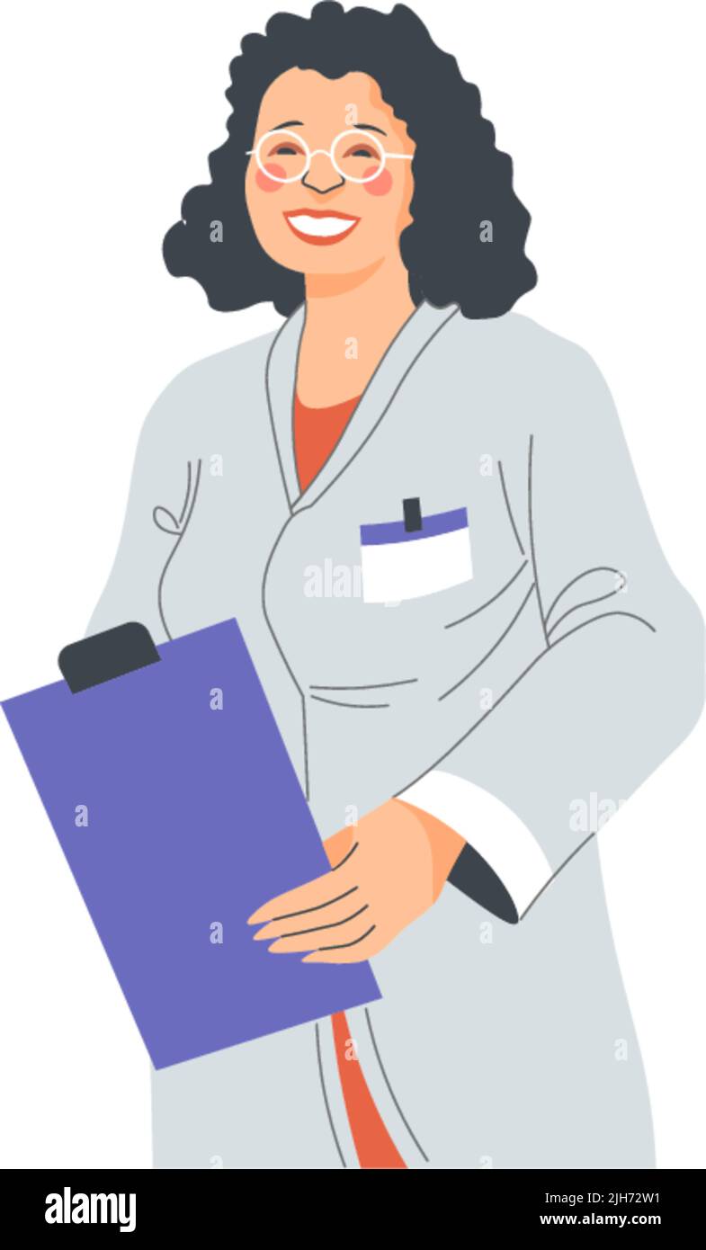 Medico femminile con clip, terapista professionista Illustrazione Vettoriale