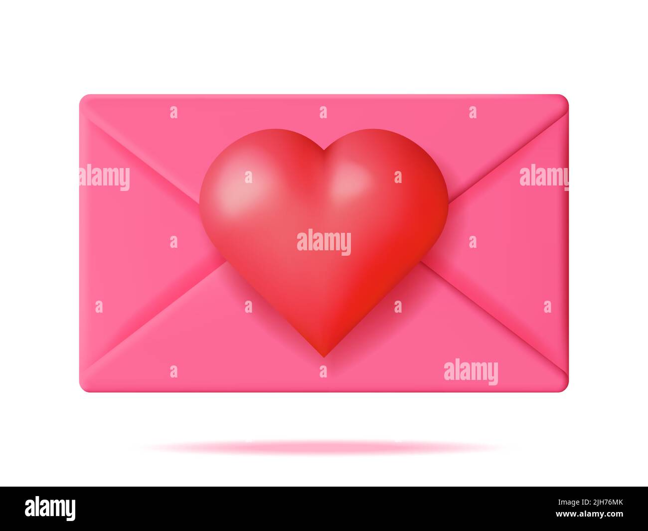 3D lettera busta aperta con cuore rosso isolato. Illustrazione Vettoriale