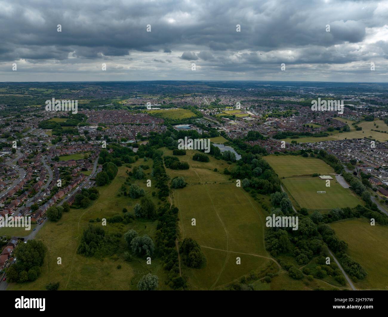 Chatterley Whitfield abbandonò la cava dismessa ex miniera e museo Stoke on Trent Staffordshire Drone fotografia aerea Foto Stock