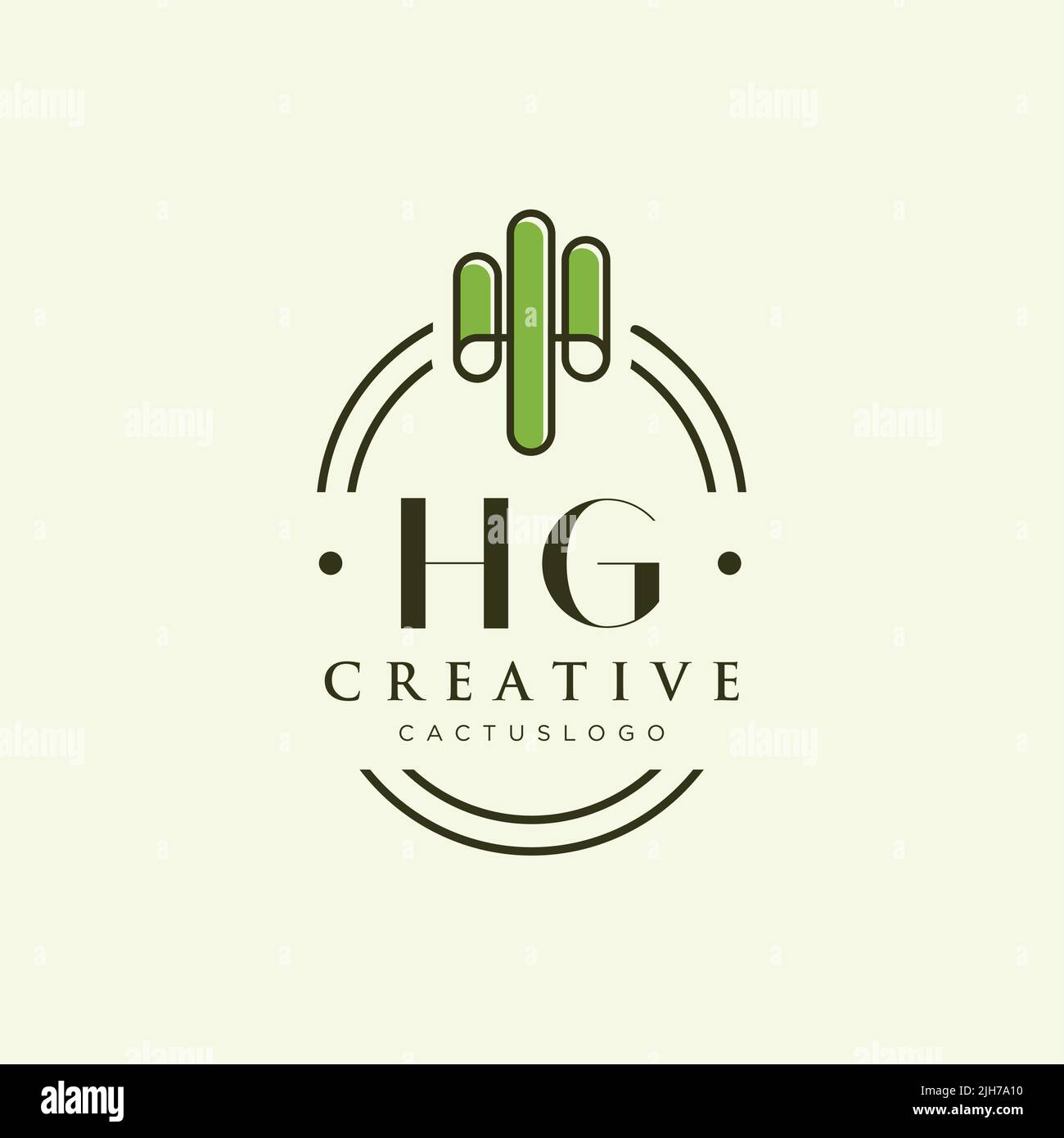 HG vettore modello logo cactus verde lettera iniziale Illustrazione Vettoriale