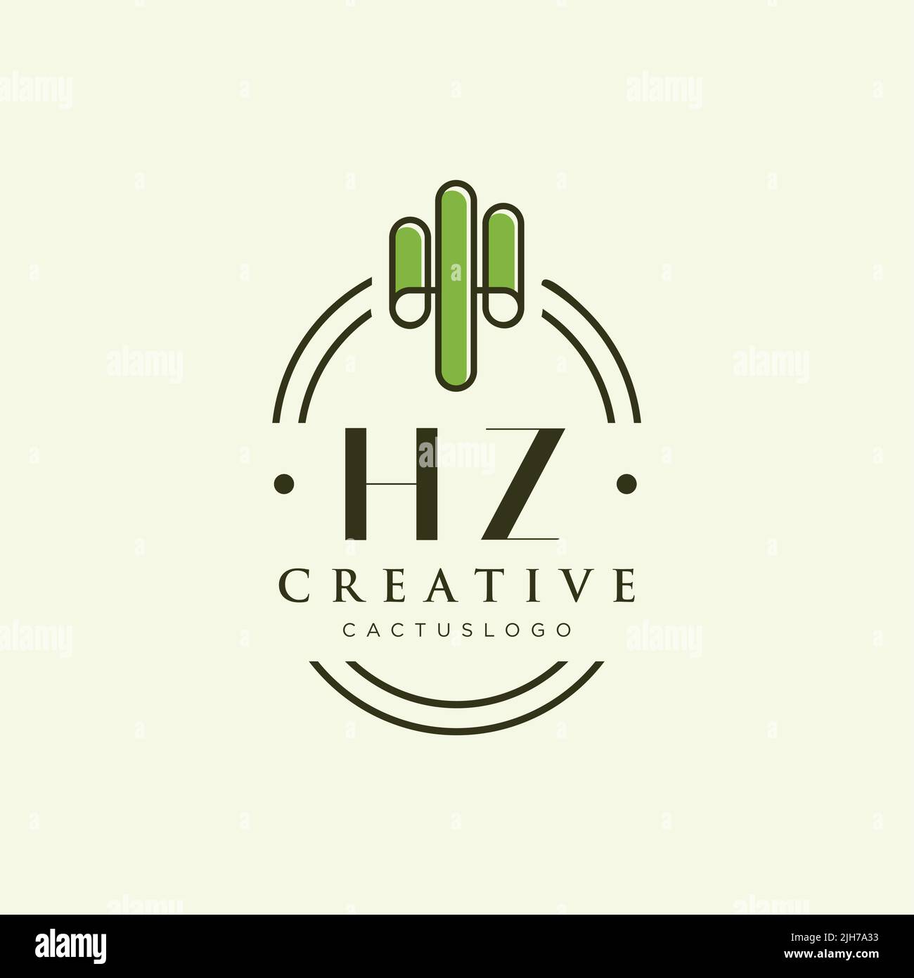 HZ vettore modello logo cactus verde lettera iniziale Illustrazione Vettoriale