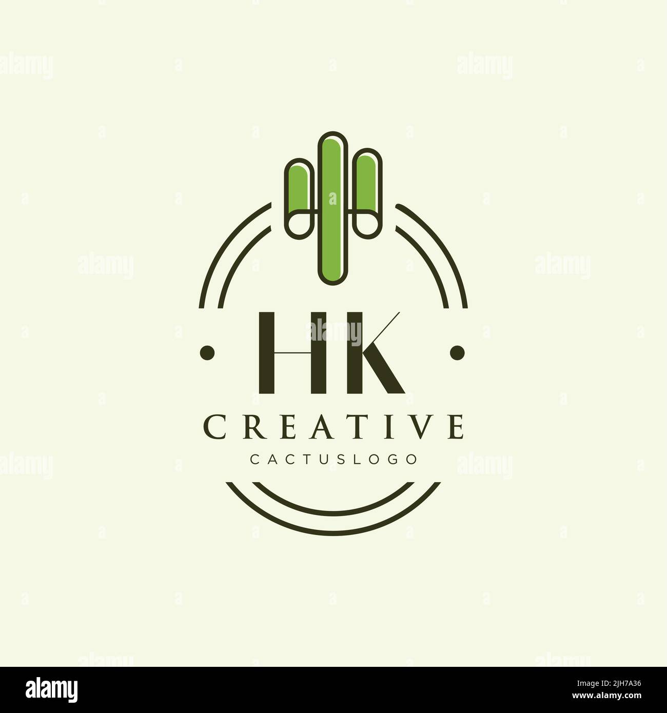 HK vettore modello logo cactus verde lettera iniziale Illustrazione Vettoriale