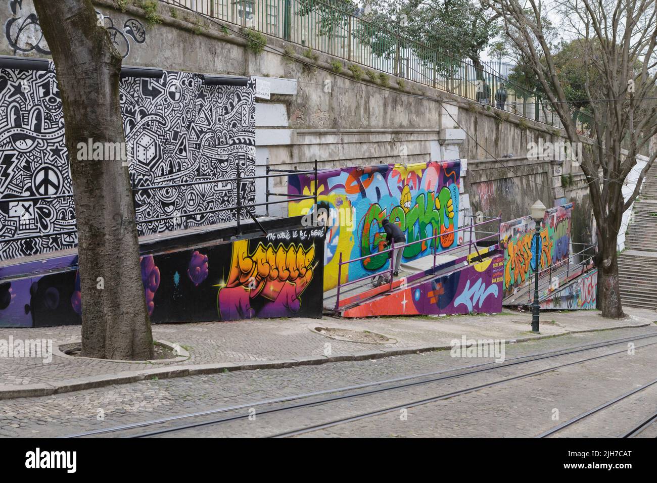 Graffiti open space , Lisbona, Portogallo Foto Stock